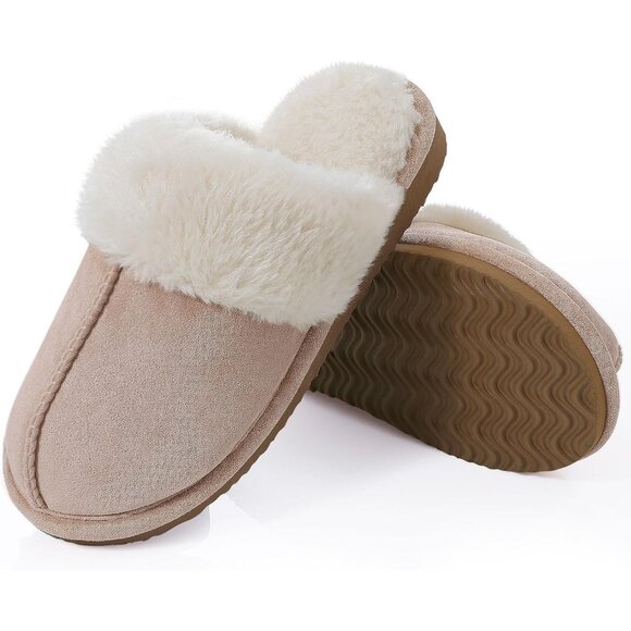Women's Apricot Comfy Memory Foam Slippers Closed-Toe Indoor House Shoes - Picture 3 of 7